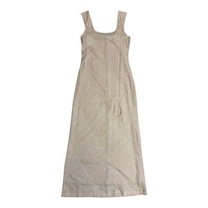 Just Choon USA Vintage 90s Gold Metallic Lurex Maxi Dress Square Neck Sz Medium